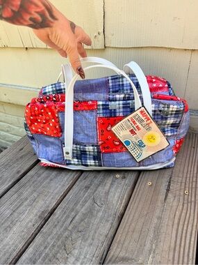 Vintage 70s 80s NWT Patchwork Nappe’s Insulated Picnic Bag